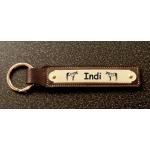 Leather key fob with an engraved brass nameplate with your choice of text and horse design. Horse Nameplate Fob