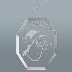 Personalized engraved Christmas ornament / Suncatcher with text and horse silhouette of your choice. Equestrian Ornament
