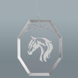 Personalized engraved Christmas ornament / Suncatcher with text and horse silhouette of your choice. Equestrian Ornament