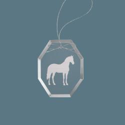Personalized engraved Christmas horse silhouette ornament with text and horse silhouette of your choice. 85+ horse silhouettes to choose from.