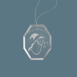 Personalized engraved horse Christmas ornament with engraved text and horse Christmas design of your choice.