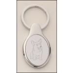 Silver key ring corgi gift with engraved corgi design of your choice. Silver Corgi Key Chain