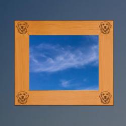 Personalized wood golden retriever  picture frame with your choice golden retriever design and engraved text. 80+ Golden Retriever designs to choose from.