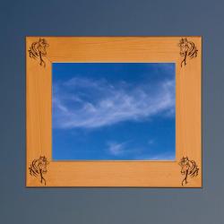 Personalized wood horse silhouette picture frame with your choice horse silhouette and engraved text. 85+ horse silhouettes to choose from.