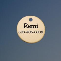 Engraved solid brass circle dog nameplate personalized id tag for your dog's collar. Dog Name Tag