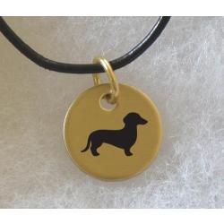 Brass charm necklace with engraved dog design of your choice. Dog Necklace