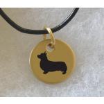 Brass charm necklace with engraved corgi design of your choice. Corgi Necklace