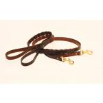 Tory Leather's laced leather dog leash in Oakbark or Havana.
