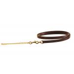 Double Ply Stitched 3/4 inch Lead - 24 inch Fine Brass or Nickel Silver Chain | Tory Leather