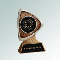 Custom engraved triad resin 4-H trophy with your choice of personalized text and 4-H logo. 6+ 4-H logos to choose from.