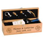 Engraved Wood Wine Bottle Gift Box - Horse Breed Logos