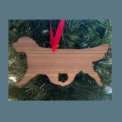 Wood Golden Retriever Christmas ornament with your choice of wood type, size and personalized text. Golden Retriever Ornament