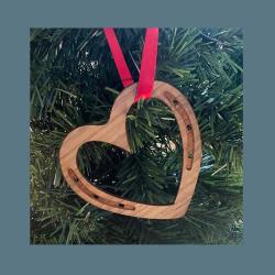 Wood dog paw Christmas ornament with your choice of wood type and size. Horseshoe Ornament
