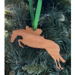 Laser cut jumping horse wood Christmas ornament comes in 3 sizes and a variety of wood types. Horse Ornament
