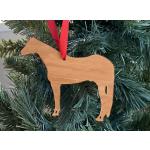 Wood quarter horse Christmas ornament with your choice of wood type, size and personalized text. Horse Ornament