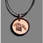 Custom engraved wood jumping horse design charm.