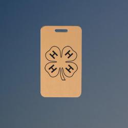 Solid brushed brass 4-H luggage tag with engraved text and 4-H logo design of your choice. 6+ 4-H logos to choose from.