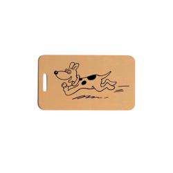 Solid brushed brass luggage ID tag with engraved text and herding dog design of your choice. Dog Luggage Tag