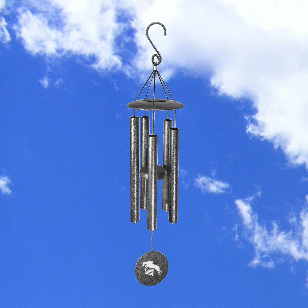 Personalized horse silhouette wind chimes with your choice of engraved text and horse silhouette.
