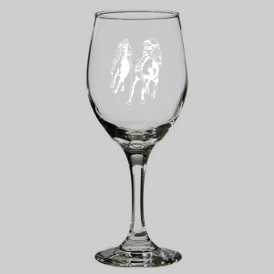 Engraved Wine Glass with Horse Design