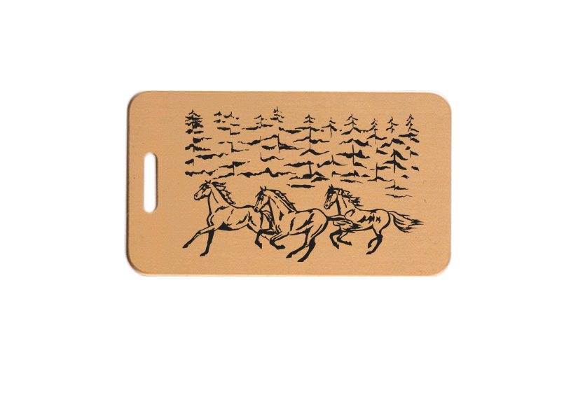Brass Engraved Luggage Tag - Horse Design 2